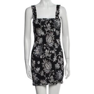 Mikoh Magnolia Scrunch Smocked Mini Dress Black Gray Floral 2 M $158